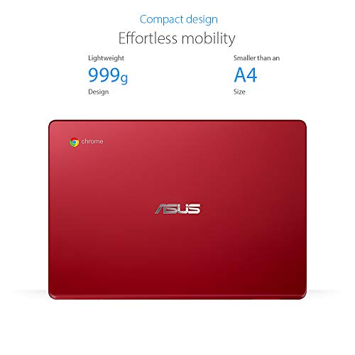 ASUS Chromebook C223NA 11.6″ HD Laptop (Intel Celeron N3350, 4GB RAM, 32G eMMC, Chrome OS), Red